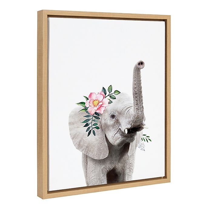 slide 2 of 5, Marmalade Flower Crown Elephant Framed Canvas Wall Art, 16 in x 20 in