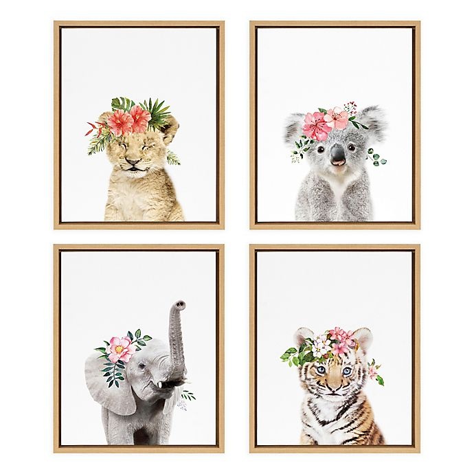 slide 5 of 5, Marmalade Flower Crown Elephant Framed Canvas Wall Art, 16 in x 20 in