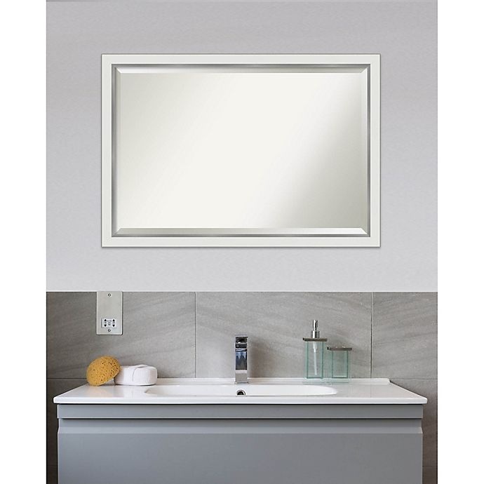 slide 2 of 6, Amanti Art Eva Narrow Framed Bathroom Vanity Mirror - White/Silver, 39 in x 27 in