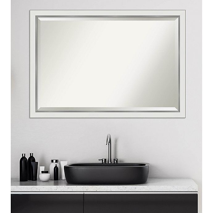 slide 3 of 6, Amanti Art Eva Narrow Framed Bathroom Vanity Mirror - White/Silver, 39 in x 27 in