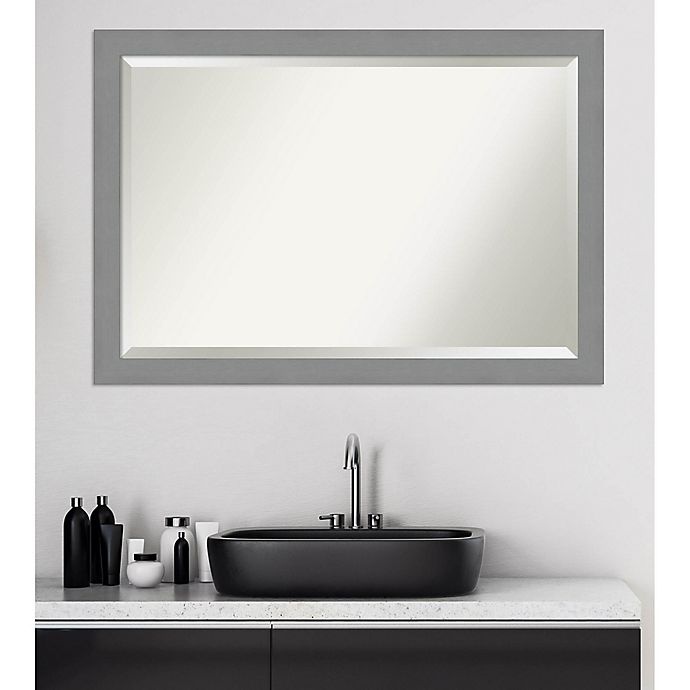 slide 3 of 6, Amanti Art Brushed Nickel Framed Bathroom Vanity Mirror - Nickel/Silver, 40 in x 28 in