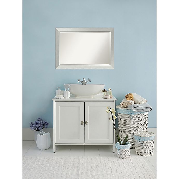 slide 4 of 5, Amanti Art Bathroom Mirror - Brushed Sterling Silver, 48 in x 30 in