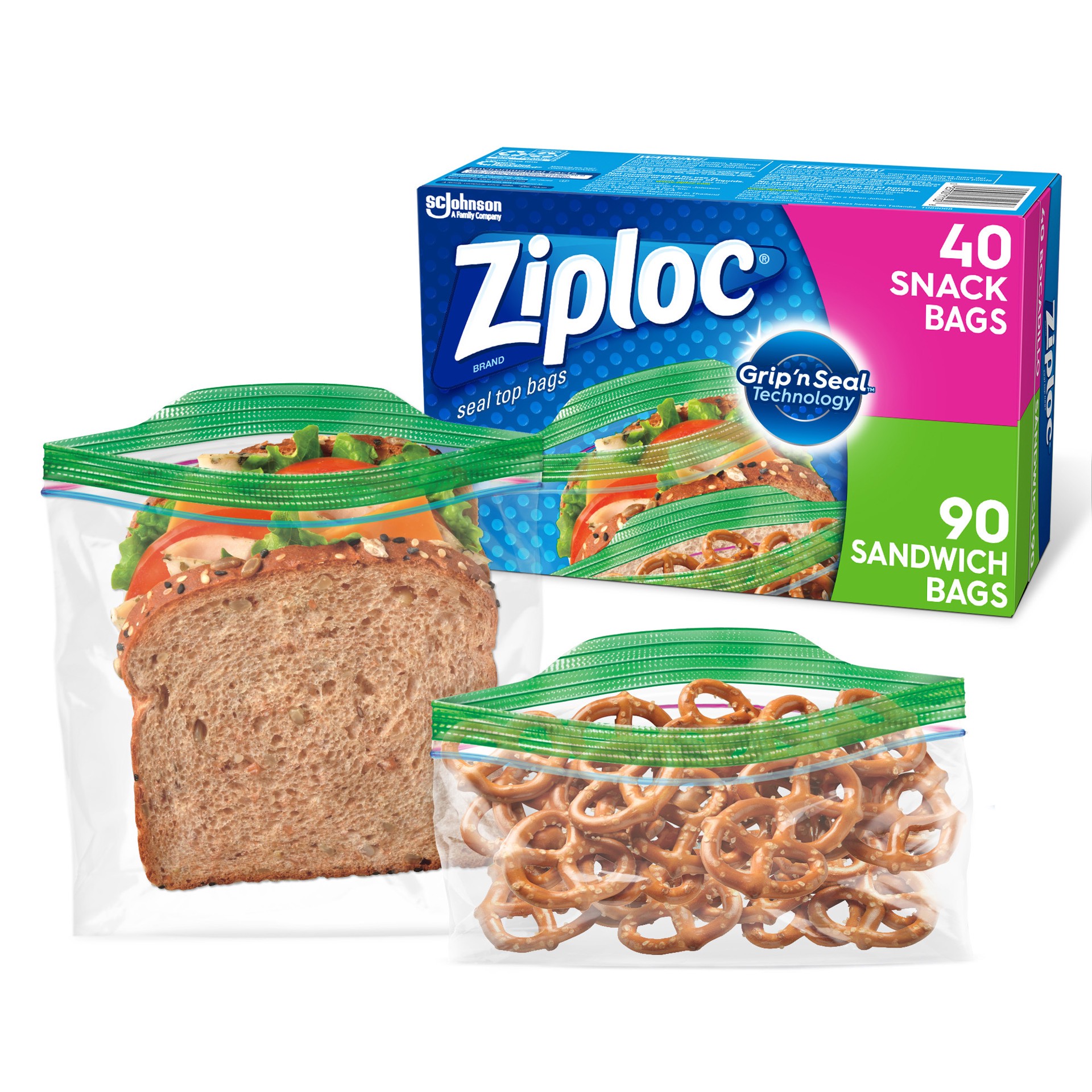 slide 2 of 3, Ziploc Brand Sandwich/Snack Bags with Power Shield Technology, 130 Count, 130 ct