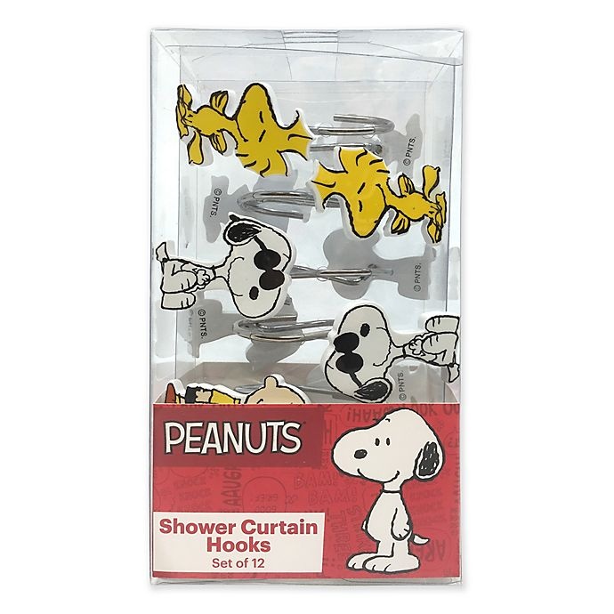 slide 2 of 2, Peanuts Shower Curtain Hooks, 12 ct