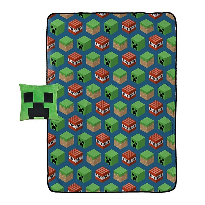 slide 4 of 4, Minecraft Nogginz Throw Pillow and Blanket Set, 1 ct