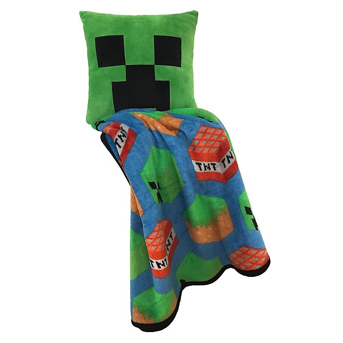 slide 2 of 4, Minecraft Nogginz Throw Pillow and Blanket Set, 1 ct