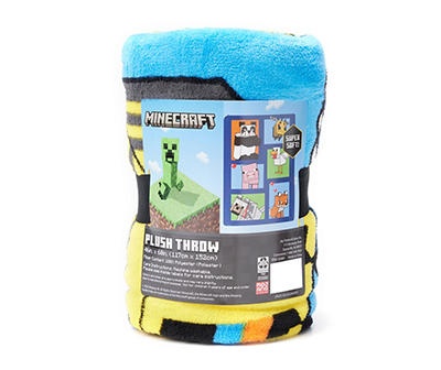 slide 1 of 1, Minecraft Blue & Green Character Collage Fleece Throw, (46" x 60"), 1 ct