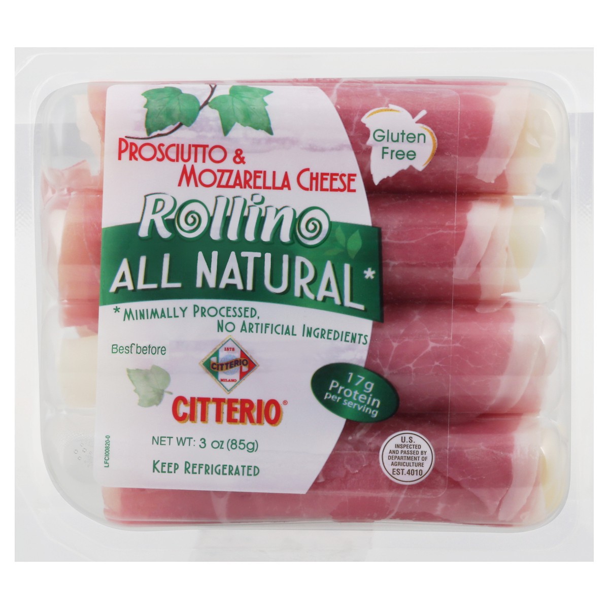 slide 1 of 10, Citterio Rollino Prosciutto And Mozzarella Cheese, 3 oz