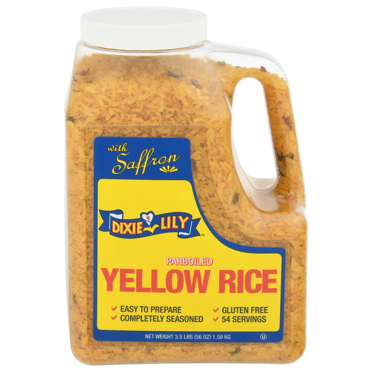 slide 1 of 9, Dixie Lily Parboiled Yellow Rice with Saffron 56 oz, 56 oz