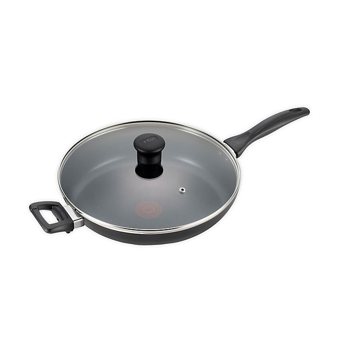 slide 1 of 9, T-fal Pure Cook Nonstick Aluminum Covered Fry Pan with Helper Handle - Black, 13 in