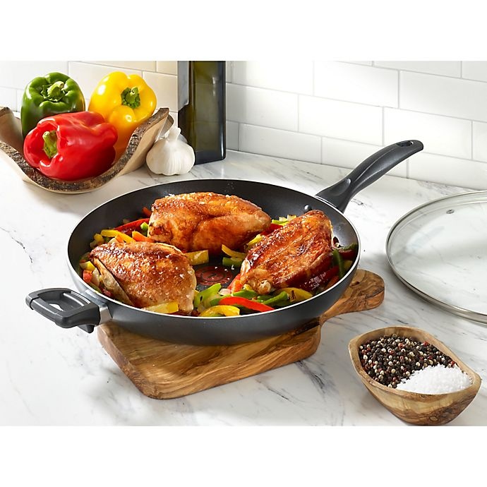 slide 7 of 9, T-fal Pure Cook Nonstick Aluminum Covered Fry Pan with Helper Handle - Black, 13 in