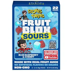 FruitBlox Sours Blue Raspberry & Cherry Snack Pouches