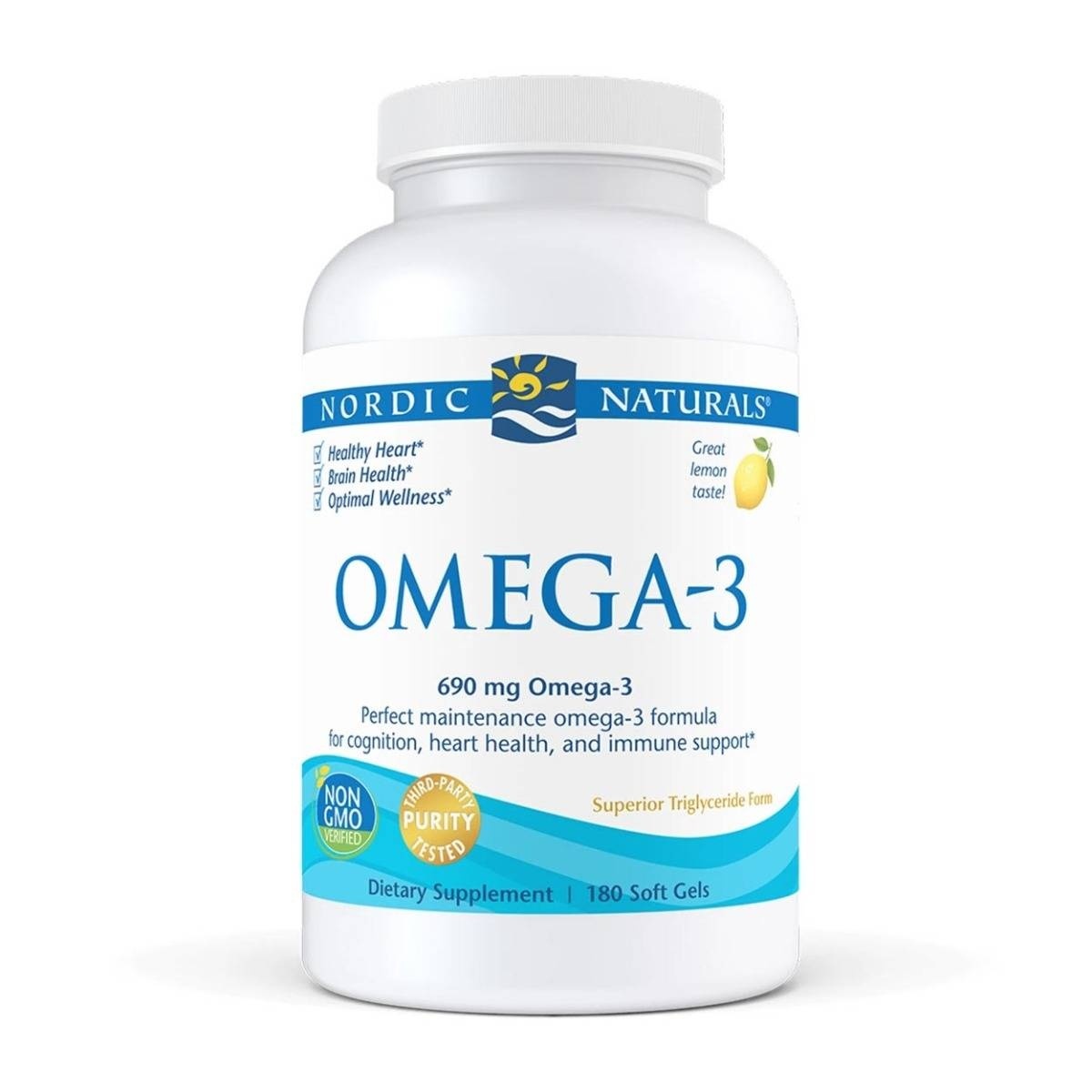 slide 1 of 1, Nordic Naturals Omega3 Lemon Fish Oil, 180 ct