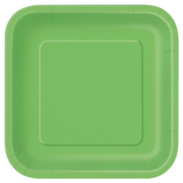 slide 1 of 1, Lime Green Square Dinner Plates, 14 ct; 9 in