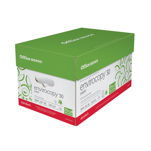slide 4 of 4, Office Depot Brand Envirocopy Paper, Letter Size (8 1/2'' X 11''), 30% Recycled, Fsc Certified, Ream Of 500 Sheets, Case Of 10 Reams, 500 ct