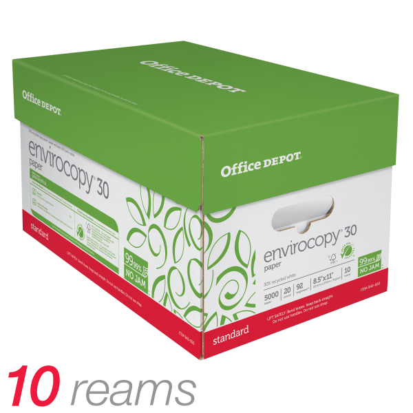 slide 3 of 4, Office Depot Brand Envirocopy Paper, Letter Size (8 1/2'' X 11''), 30% Recycled, Fsc Certified, Ream Of 500 Sheets, Case Of 10 Reams, 500 ct