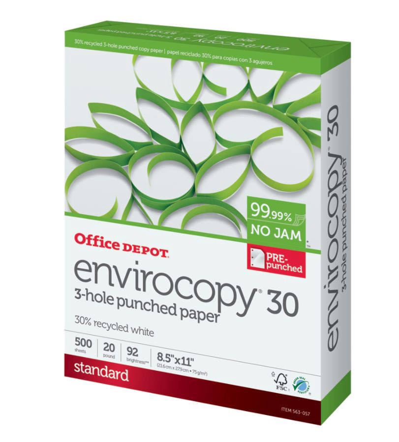  Office Depot White Copy Paper, 8 1/2in. x 11in., 20