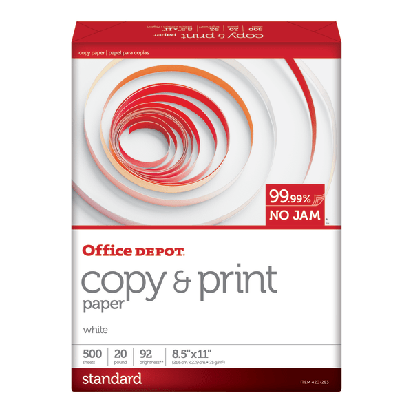slide 2 of 4, Office Depot Copy And Print Paper, Letter Size White, 500 ct; 8 1/2 in x 11 in; 20 lb