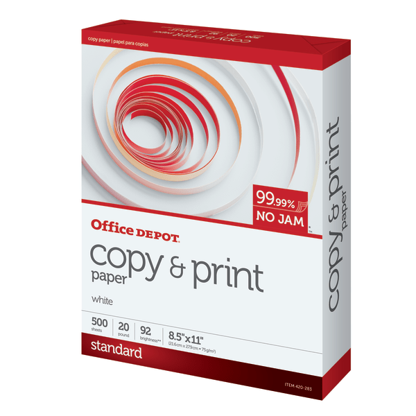slide 4 of 4, Office Depot Copy And Print Paper, Letter Size White, 500 ct; 8 1/2 in x 11 in; 20 lb