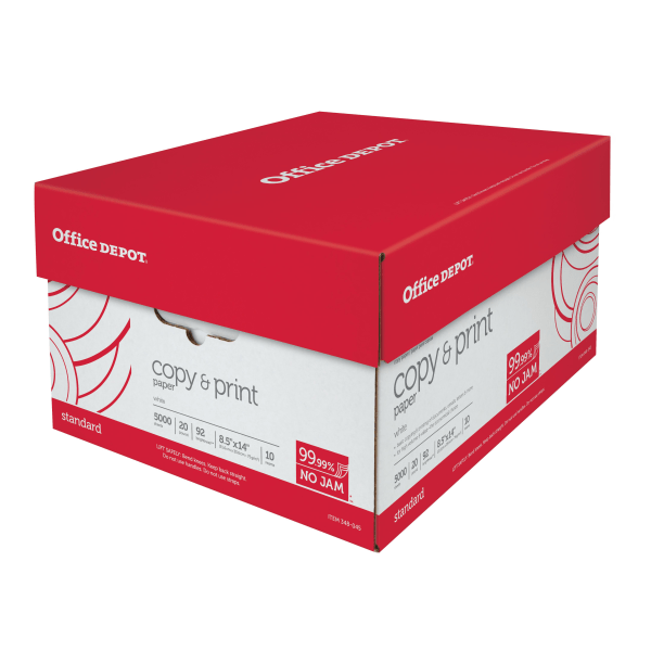 slide 2 of 4, Office Depot Brand Copy And Print Paper, Legal Size Paper, 20 Lb, White, Ream Of 500 Sheets, Case Of 10 Reams, 500 ct