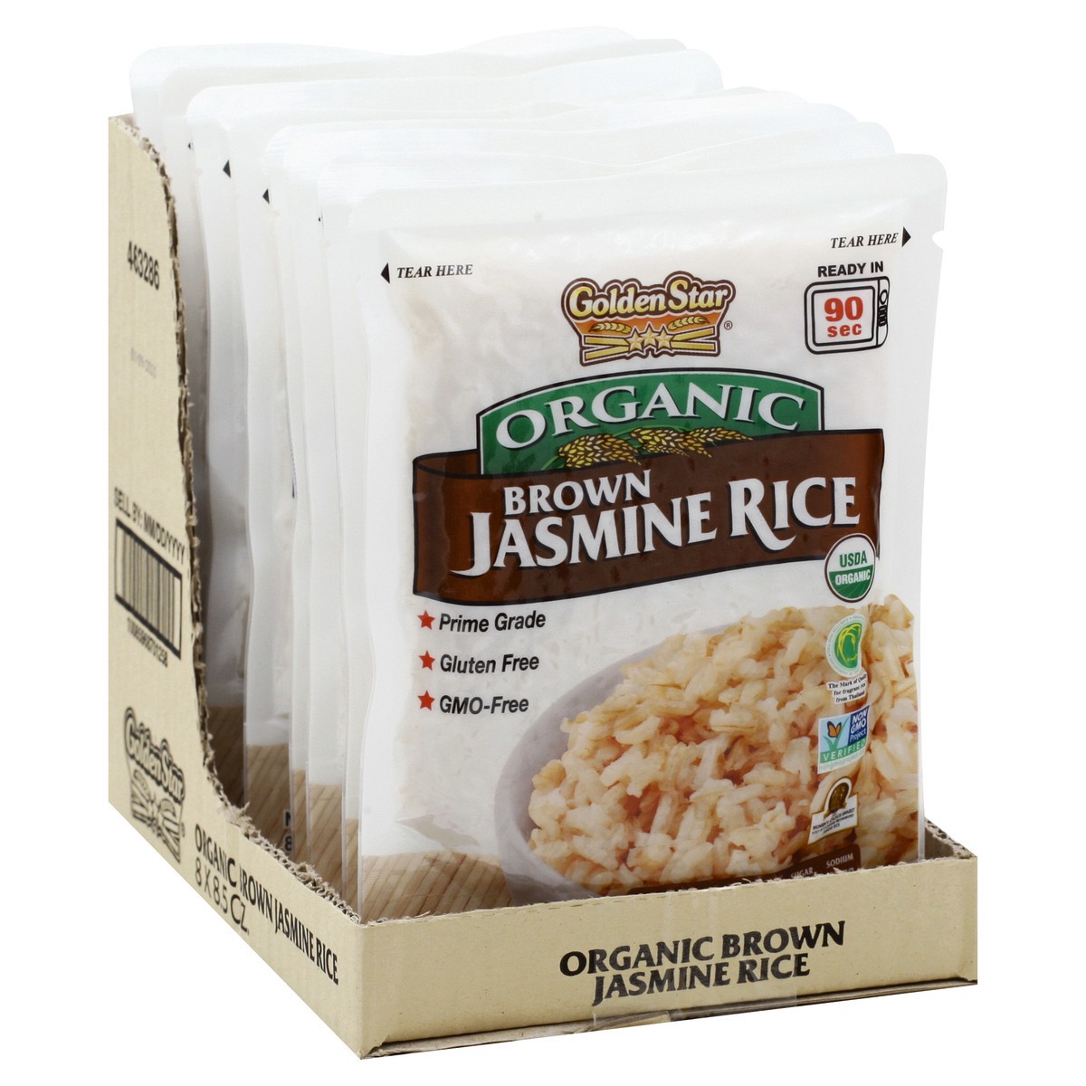 slide 3 of 9, Golden Star Org Brown Jasmine Rice Microwave Pouch, 8.5 oz