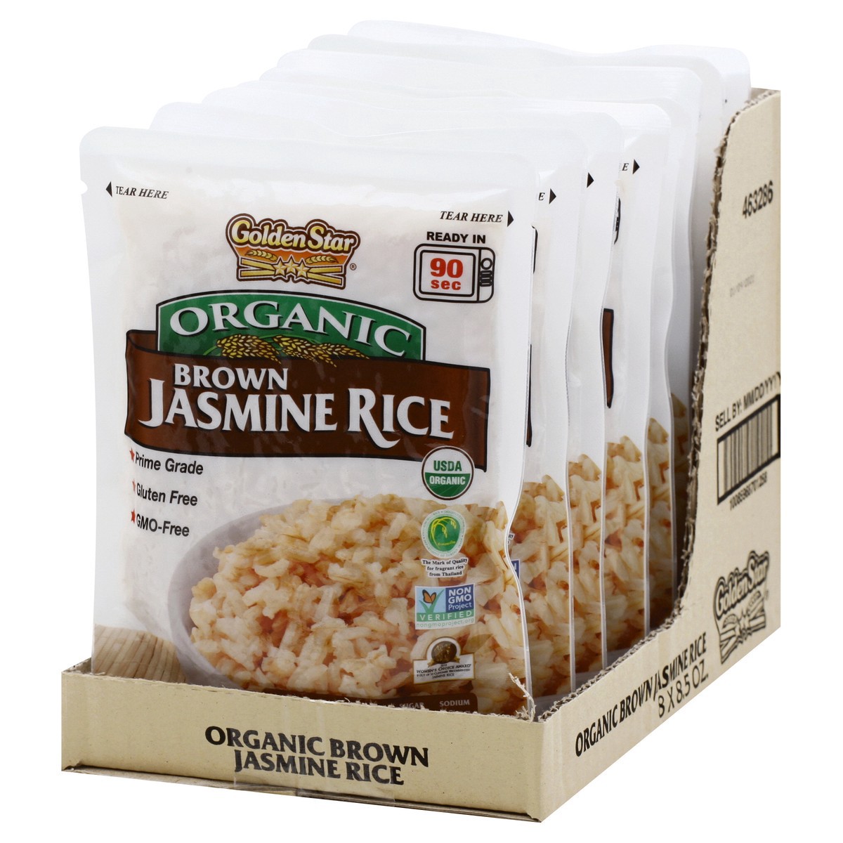 slide 4 of 9, Golden Star Org Brown Jasmine Rice Microwave Pouch, 8.5 oz