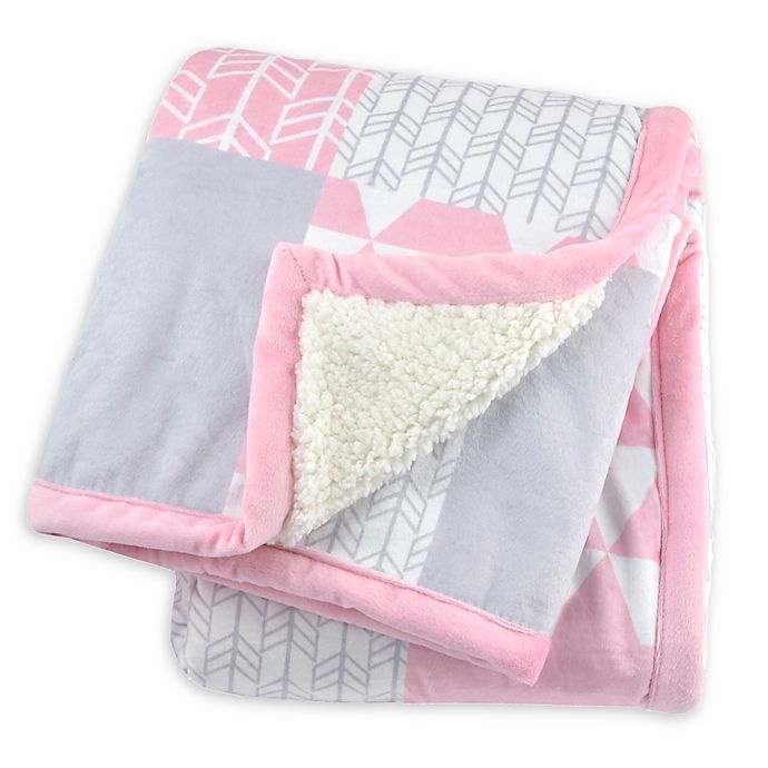 slide 1 of 2, Just Born Patchwork Plush Blanket - Pink, 1 ct