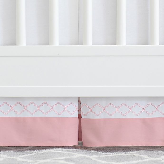 slide 3 of 4, Just Born Dream Trellis Crib Skirt - Pink/White, 1 ct