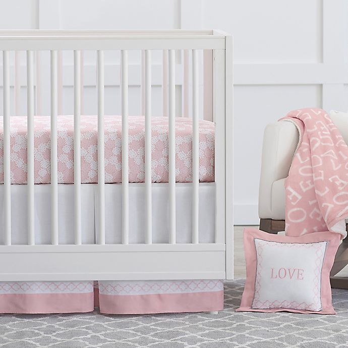 slide 4 of 4, Just Born Dream Trellis Crib Skirt - Pink/White, 1 ct