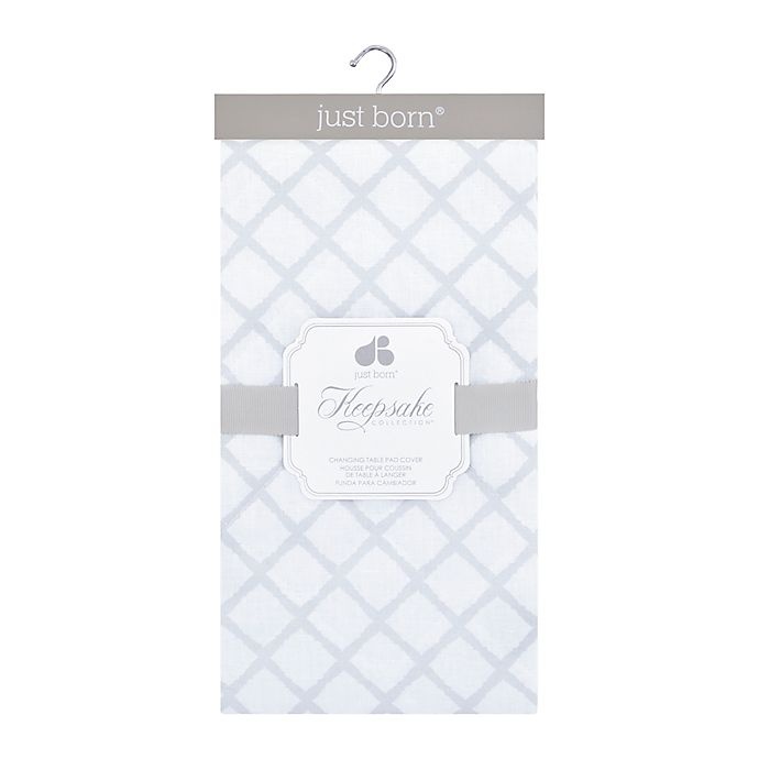 slide 2 of 2, Just Born Keepsake Trellis Quilted Changing Pad Cover - Grey, 1 ct