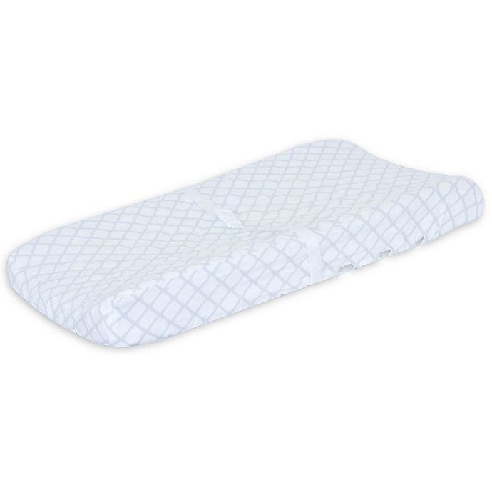 slide 1 of 2, Just Born Keepsake Trellis Quilted Changing Pad Cover - Grey, 1 ct