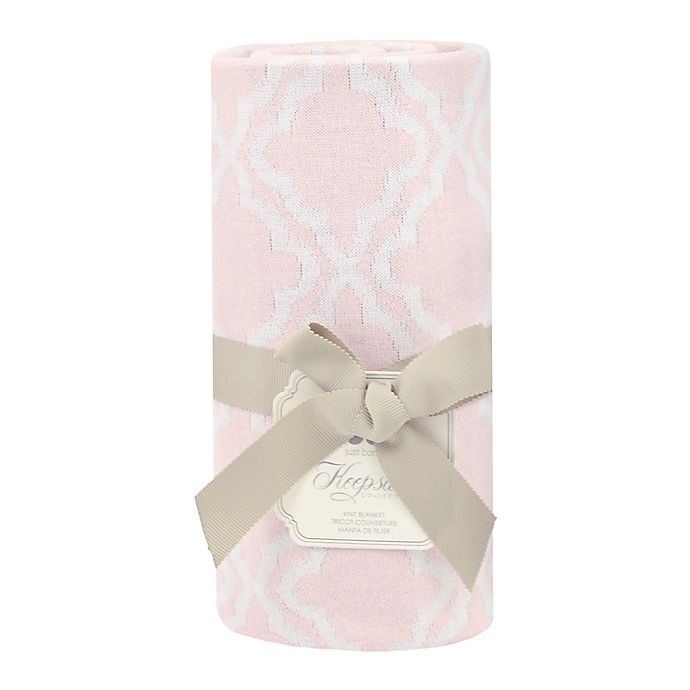 slide 2 of 2, Just Born Keepsake Sweater Knit Trellis Blanket - Pink, 1 ct