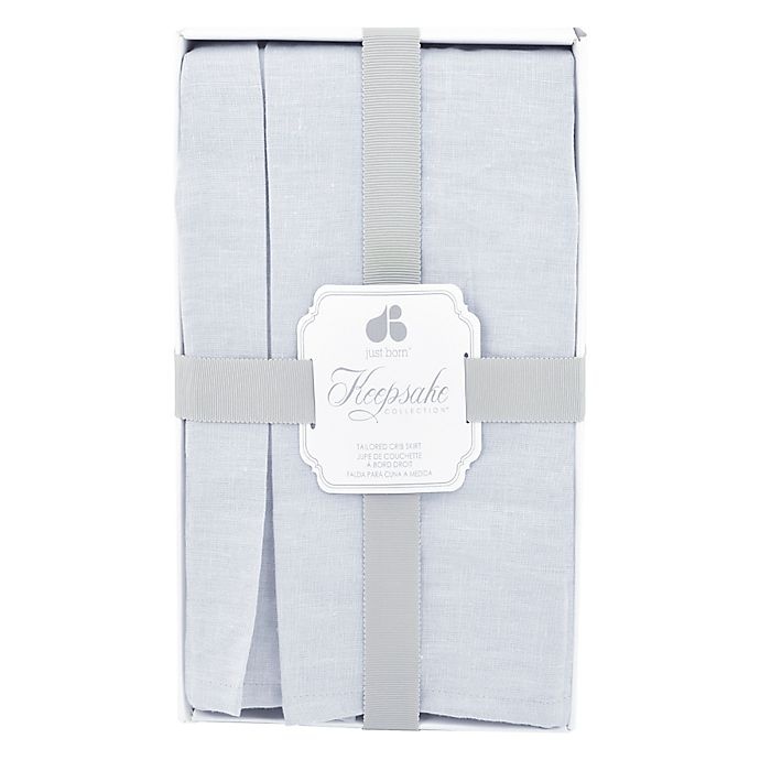 slide 2 of 2, Just Born Keepsake Linen Crib Skirt - Grey, 1 ct