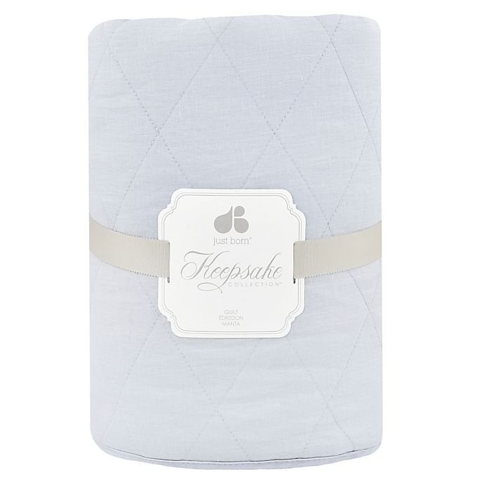 slide 2 of 2, Just Born Keepsake Washed Linen Quilt - Grey, 1 ct