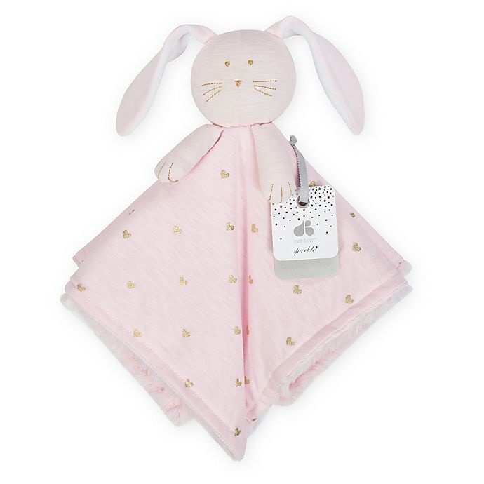 slide 2 of 2, Just Born Sparkle Bunny Security Blanket - Pink, 1 ct