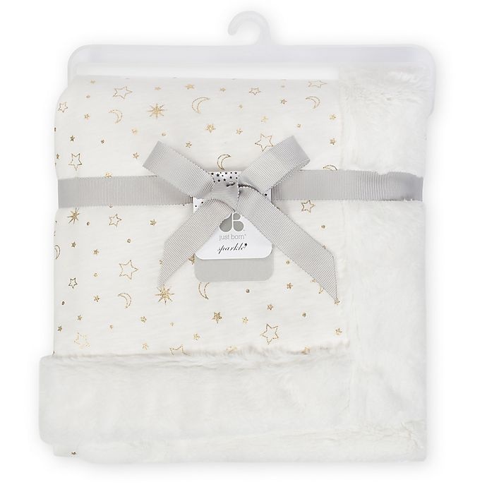 slide 3 of 3, Just Born Sparkle Sherpa Blanket - White, 1 ct