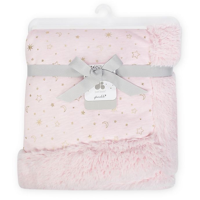 slide 3 of 3, Just Born Sparkle Sherpa Blanket - Pink, 1 ct