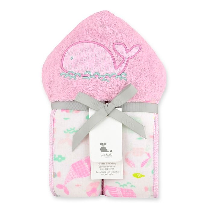 slide 2 of 2, Just Born Under the Sea Hooded Towel - Pink, 1 ct