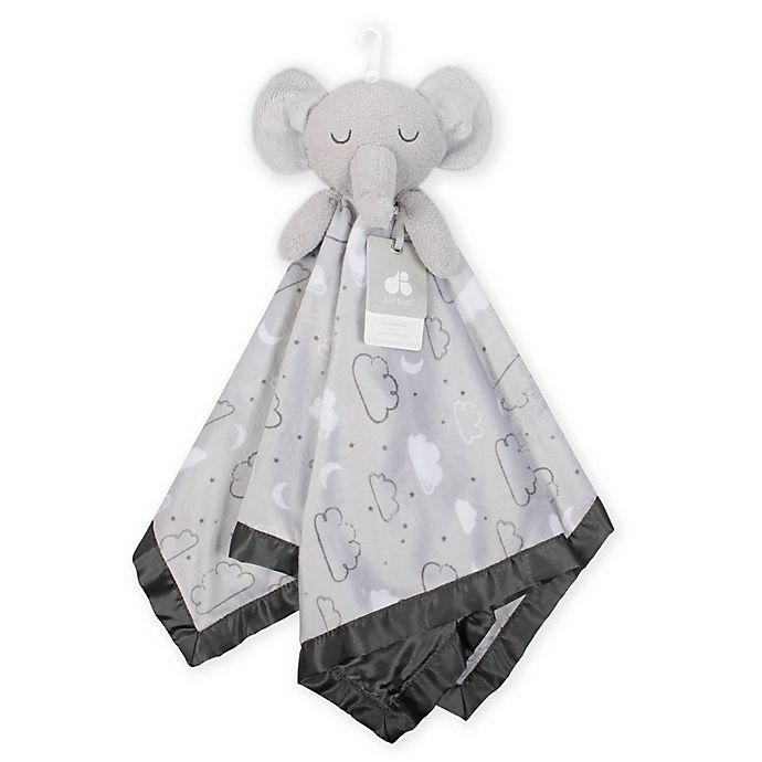 slide 3 of 4, Just Born XL Plush Elephant Security Blanket - Grey, 1 ct