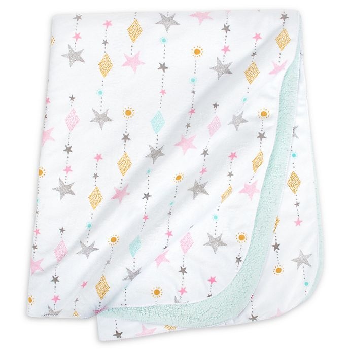 slide 1 of 3, Just Born One World Love & Sugar Baby Blanket - White/Pink, 1 ct