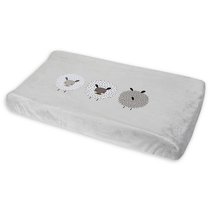 slide 1 of 3, Just Born One World Counting Sheep Changing Pad Cover - Grey, 1 ct