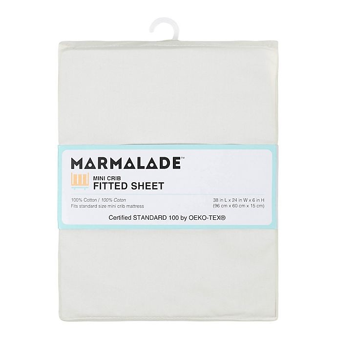 slide 2 of 2, Marmalade 400-Thread Count Cotton Mini Crib Fitted Sheet - White - Ivory, 1 ct