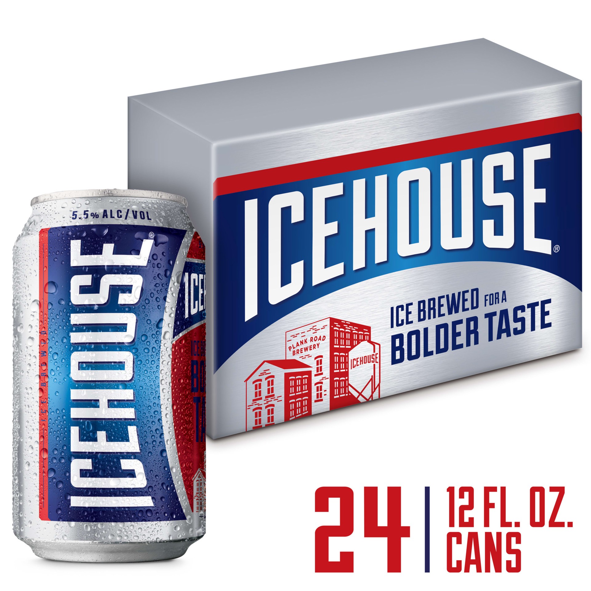 slide 1 of 8, Icehouse Beer, American Lager, 24 Pack, 12 fl. oz. Cans, 5.5% ABV, 12 fl oz
