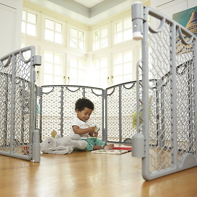 slide 3 of 8, Evenflo 2-Panel Versatile Play Space Extension Kit - Cool Grey, 1 ct