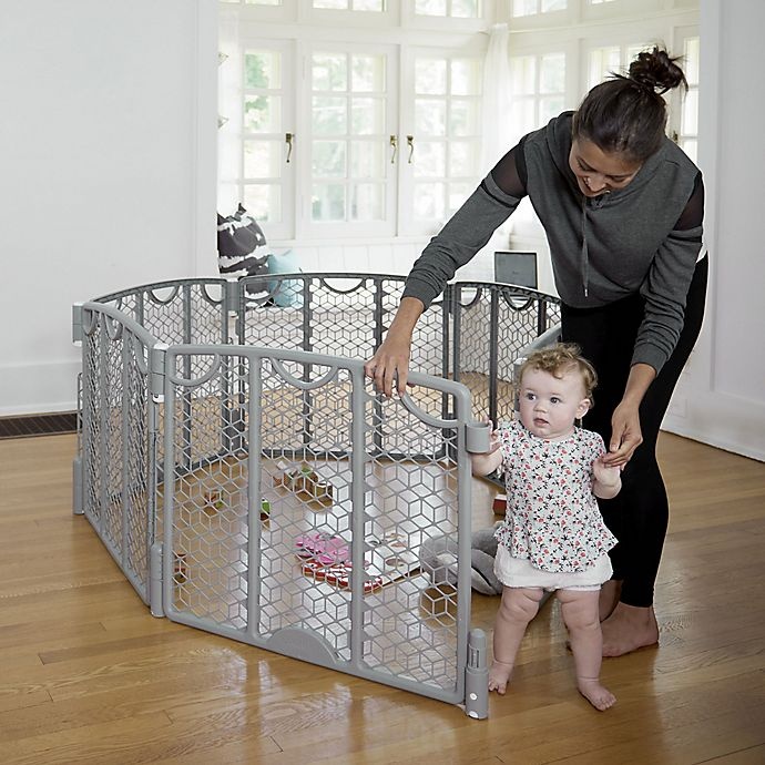 slide 4 of 8, Evenflo 2-Panel Versatile Play Space Extension Kit - Cool Grey, 1 ct