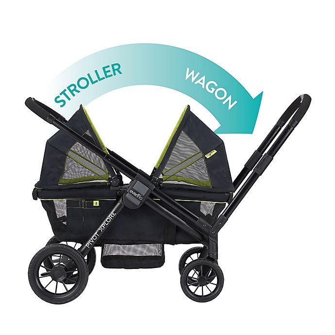 slide 7 of 19, Evenflo Pivot Xplore All-Terrain Double Stroller Wagon - Wayfarer, 1 ct