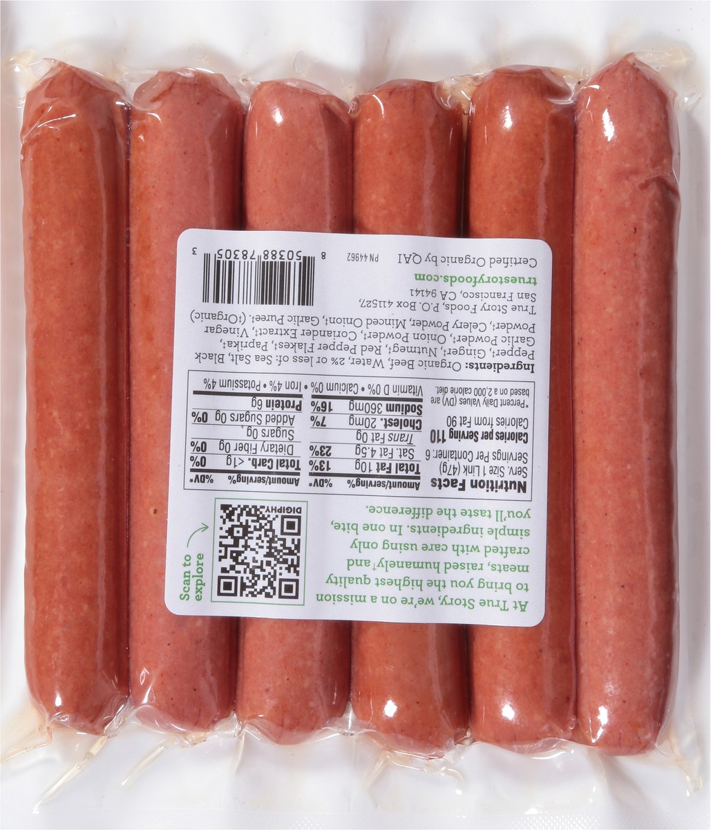 slide 6 of 13, true story Uncured Grass-Fed Organic Beef Hot Dogs 10 oz, 10 oz