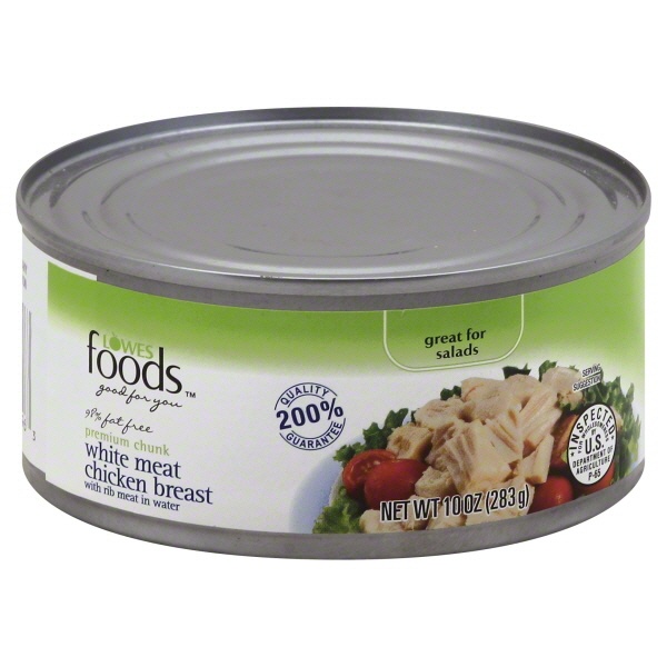 slide 1 of 1, Lowes Foods Chicken Breast Fat Free Canned Meat, 10 oz