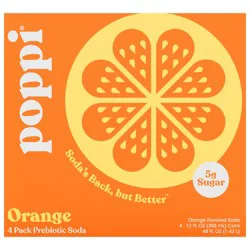 Poppi Orange Prebiotic Soda 4 - 12 fl oz Cans