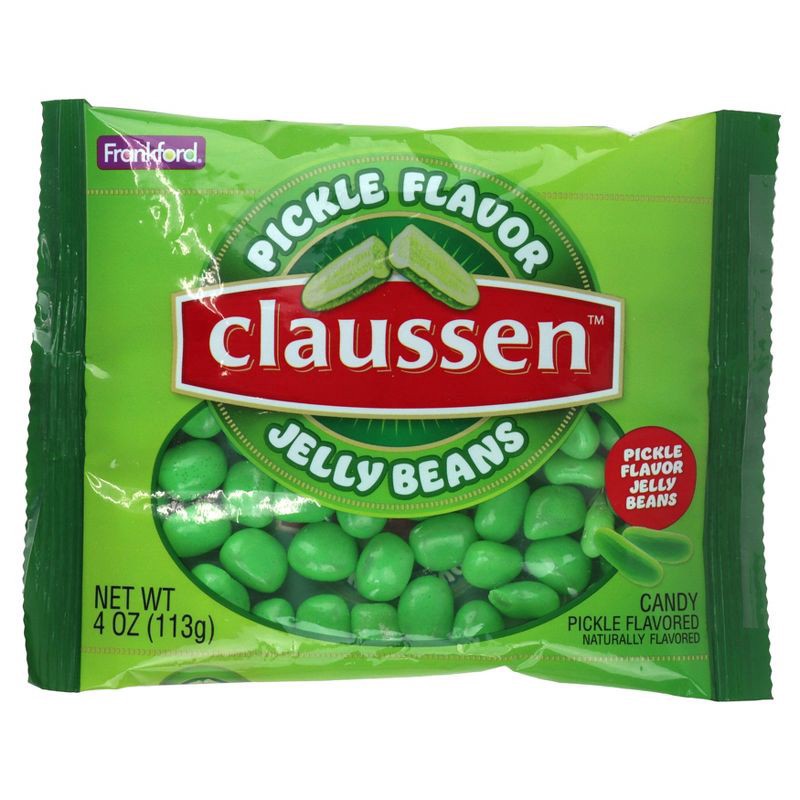 slide 1 of 10, Kraft Claussen Pickle Flavor Jelly Beans, 4 Oz., 6.2 oz